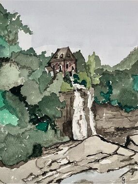 AUSABLE FALLS Original Watercolor 2002 / GRAND CANYON of the ADIRONDACKS / 11x14